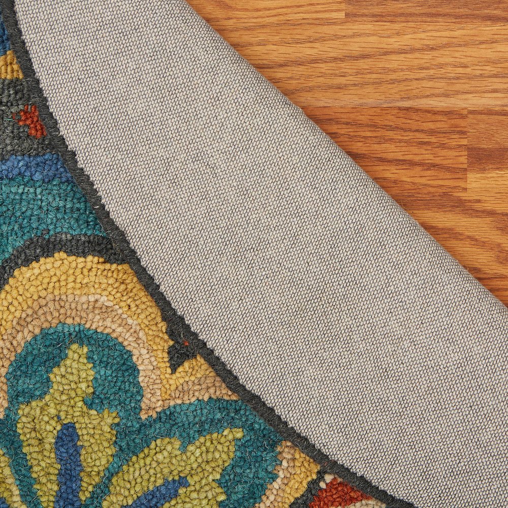 Dazzle Wool Area Rug Indoor in Blue/Multicolored, 4' Round. Picture 4