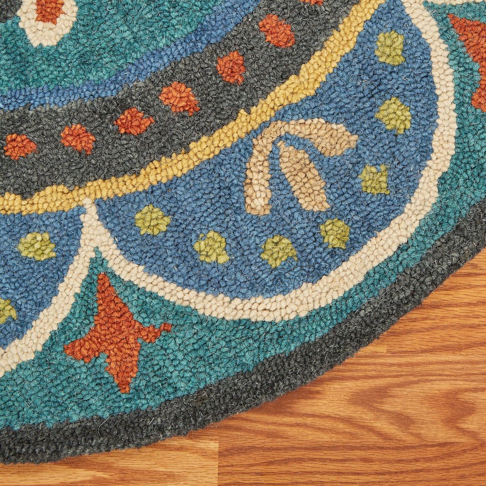 Dazzle Wool Area Rug Indoor in Blue/Multicolored, 4' Round. Picture 6