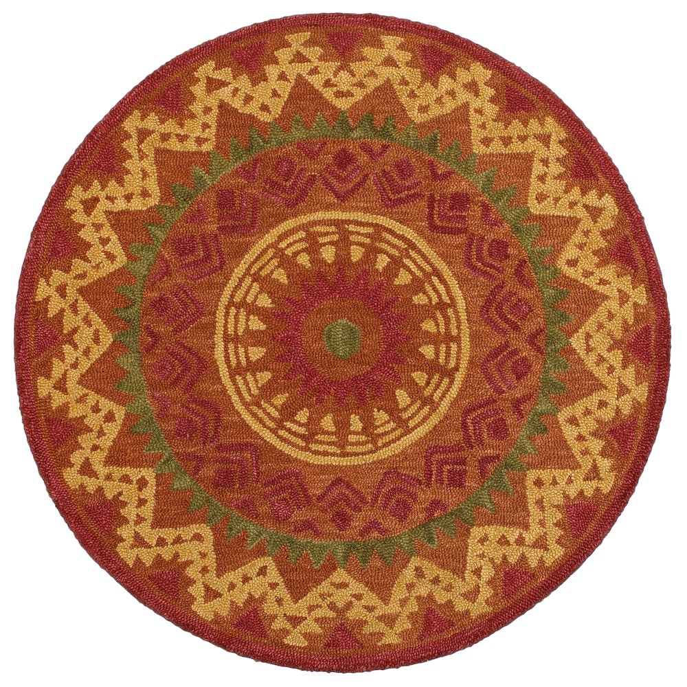 Dazzle Wool Area Rug Indoor in Orange/Red, 4' Round. Picture 1