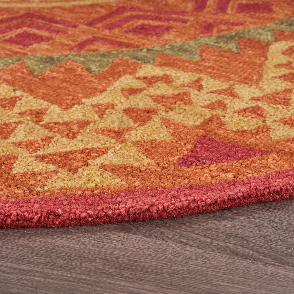 Dazzle Wool Area Rug Indoor in Orange/Red, 4' Round. Picture 3