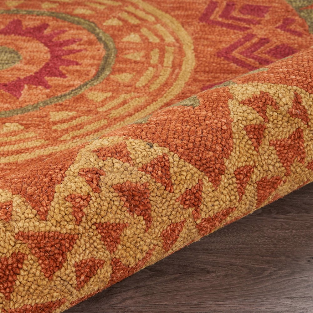 Dazzle Wool Area Rug Indoor in Orange/Red, 4' Round. Picture 5