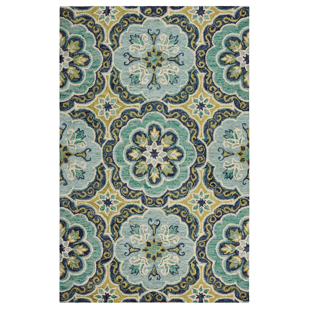 Dazzle Wool Area Rug Indoor in Green/Blue, 5' x 7'9". Picture 1