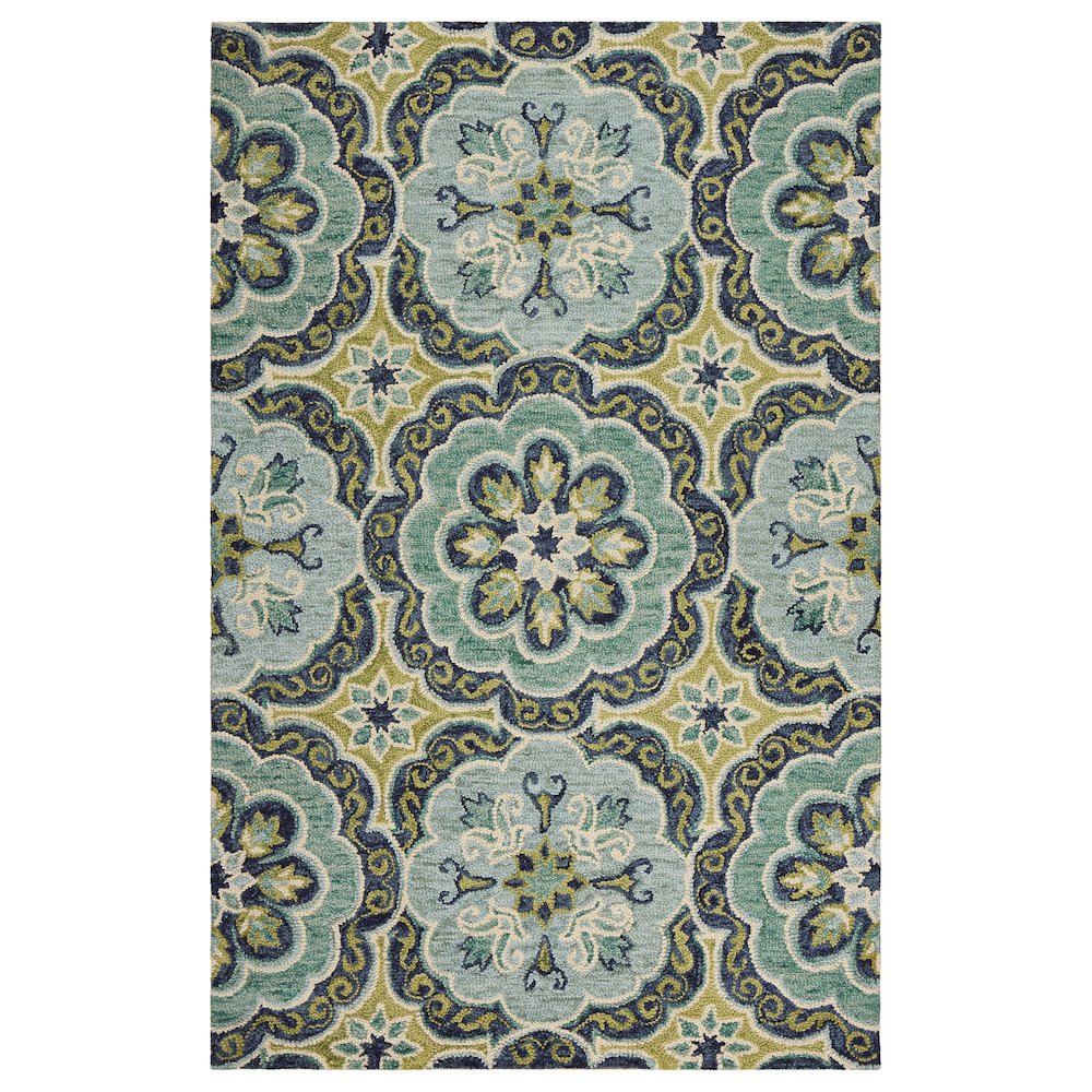 Dazzle Wool Area Rug Indoor in Green/Blue, 7'9" x 9'9". Picture 1