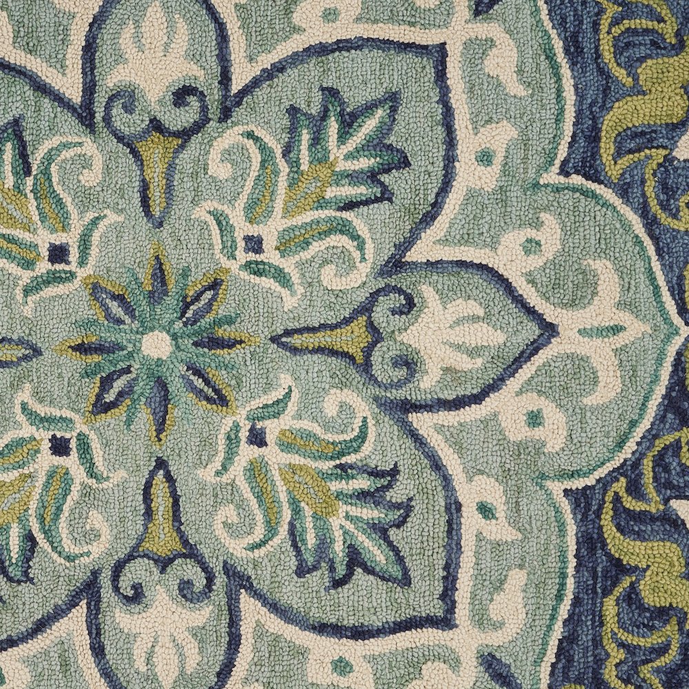 Dazzle Wool Area Rug Indoor in Blue/Green, 4' Round. Picture 2