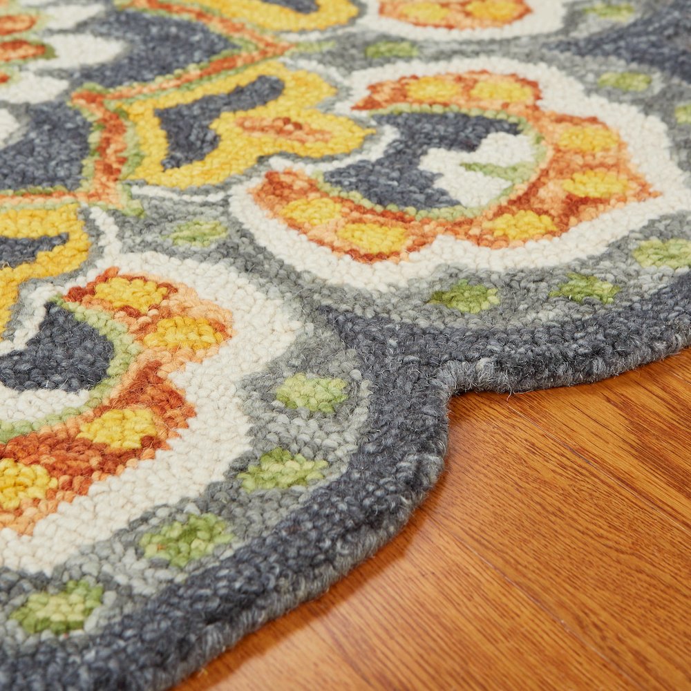Dazzle Wool Area Rug Indoor in Gray/Yellow, 4' Round. Picture 3