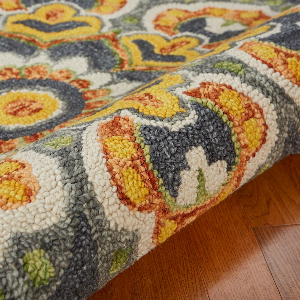 Dazzle Wool Area Rug Indoor in Gray/Yellow, 4' Round. Picture 5