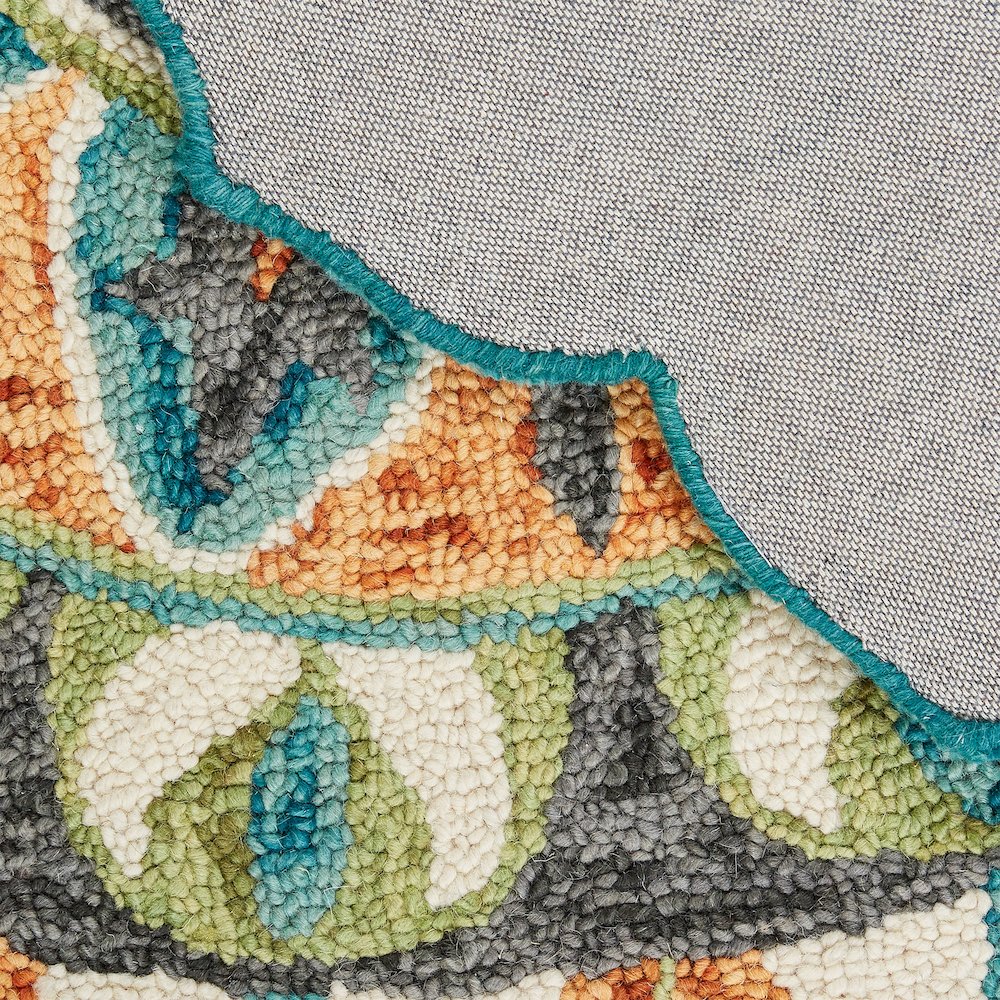 Dazzle Wool Area Rug Indoor in Orange/Blue, 5' Round. Picture 6