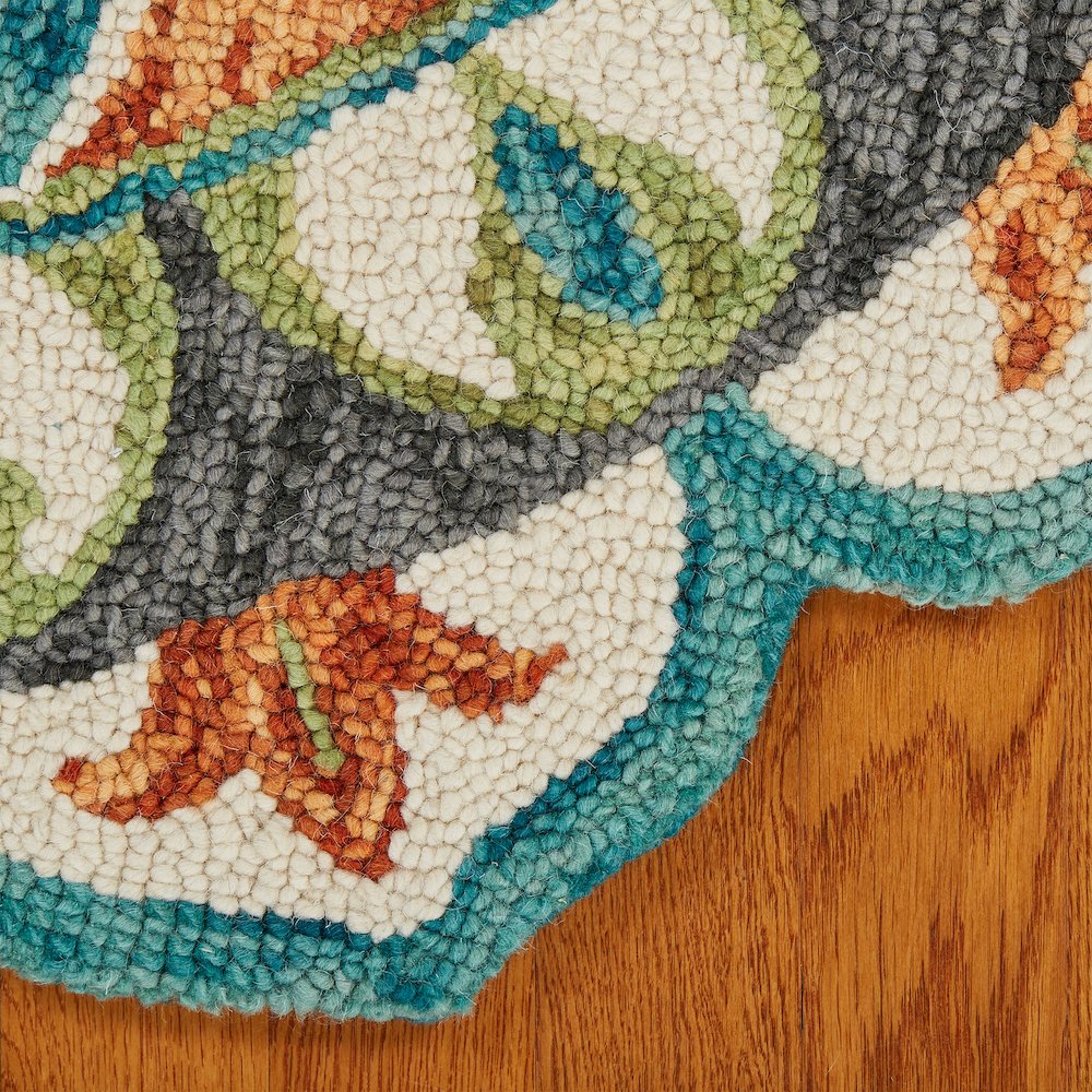 Dazzle Wool Area Rug Indoor in Orange/Blue, 5' Round. Picture 5