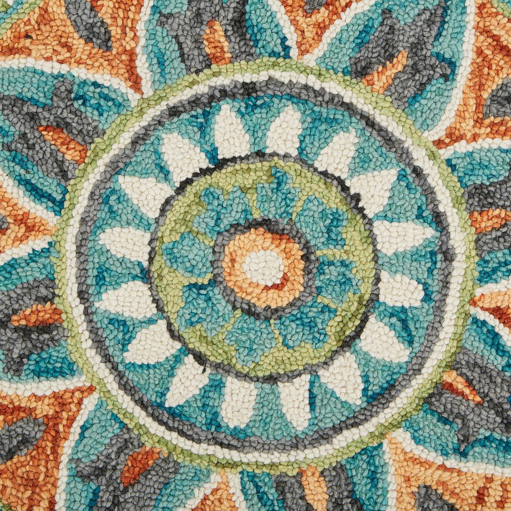 Dazzle Wool Area Rug Indoor in Orange/Blue, 5' Round. Picture 7