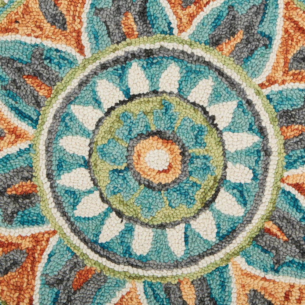 Dazzle Wool Area Rug Indoor in Orange/Blue, 4' Round. Picture 2