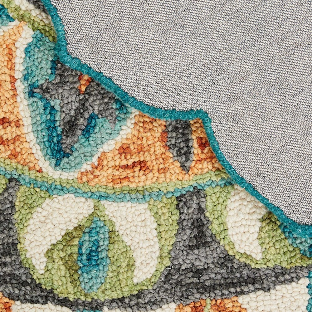 Dazzle Wool Area Rug Indoor in Orange/Blue, 4' Round. Picture 4