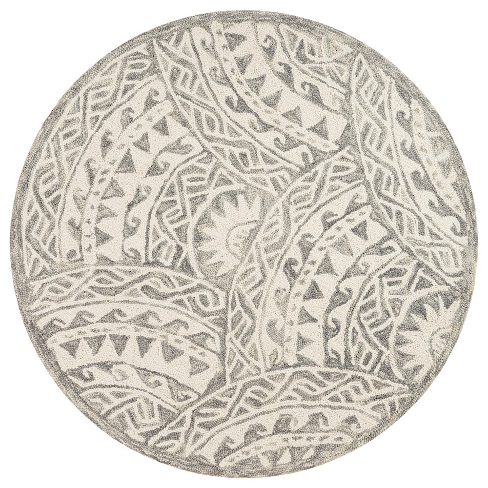 Dazzle Wool Area Rug Indoor in Gray/Ivory, 4' Round. Picture 1