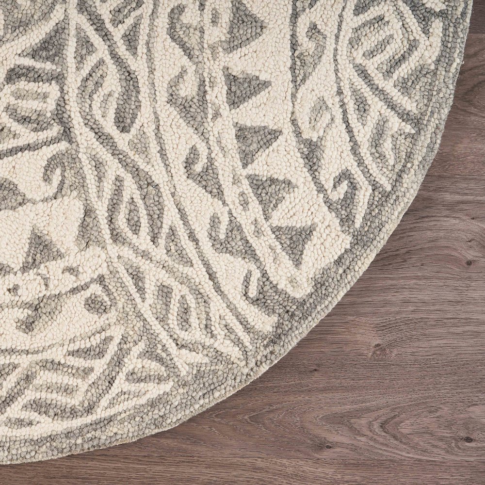 Dazzle Wool Area Rug Indoor in Gray/Ivory, 4' Round. Picture 3