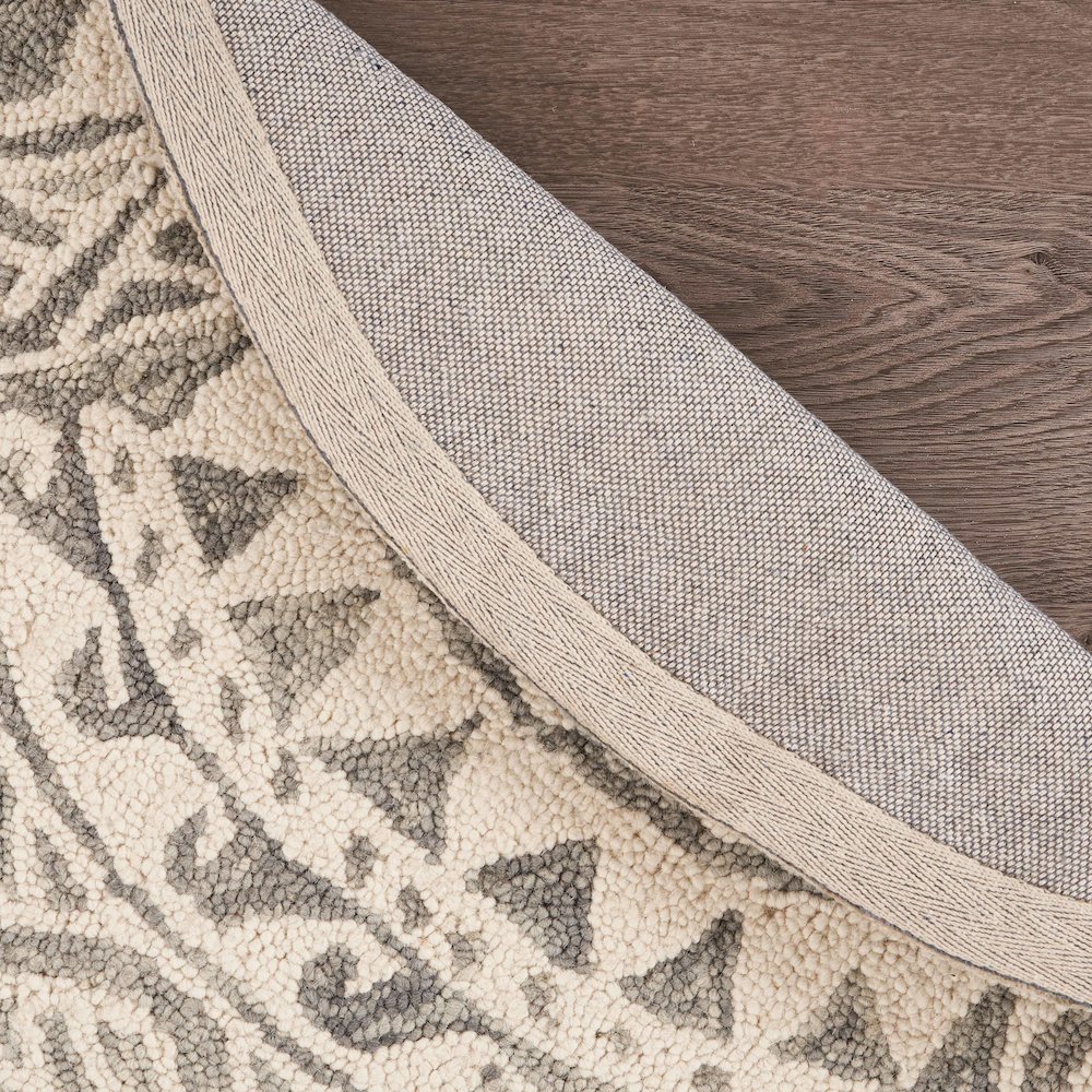 Dazzle Wool Area Rug Indoor in Gray/Ivory, 4' Round. Picture 4