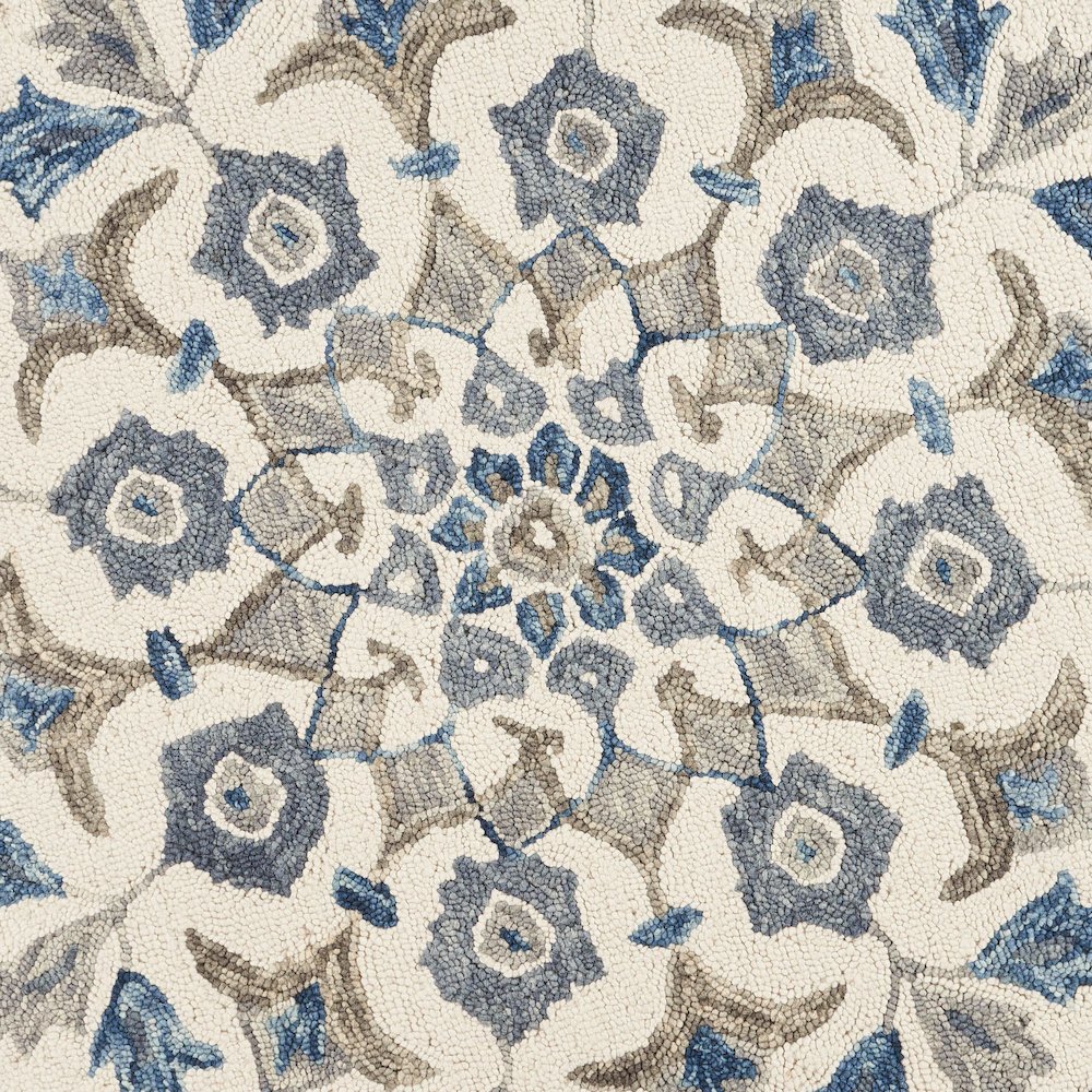 Dazzle Wool Area Rug Indoor in Blue/Ivory, 4' Round. Picture 2