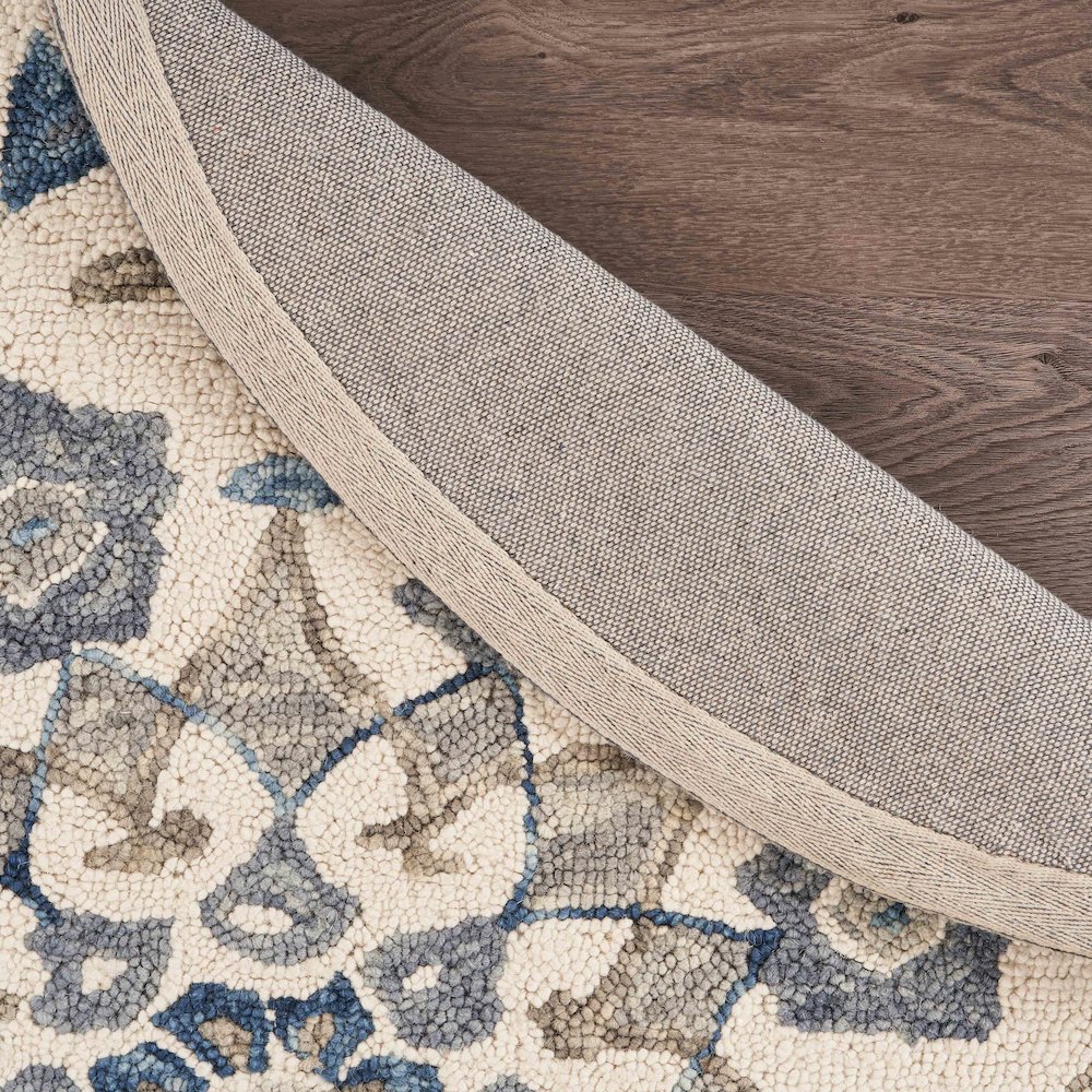 Dazzle Wool Area Rug Indoor in Blue/Ivory, 4' Round. Picture 4
