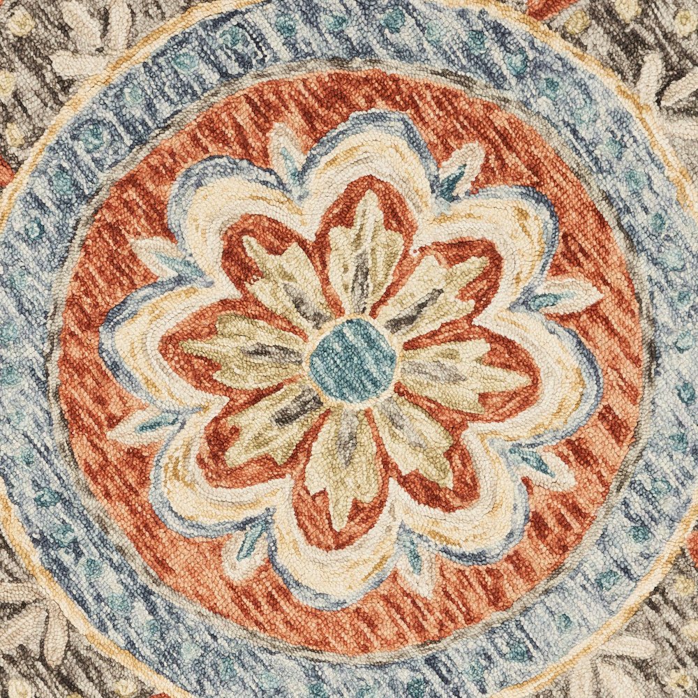 Dazzle Wool Area Rug Indoor in Orange/Multicolored, 4' Round. Picture 2
