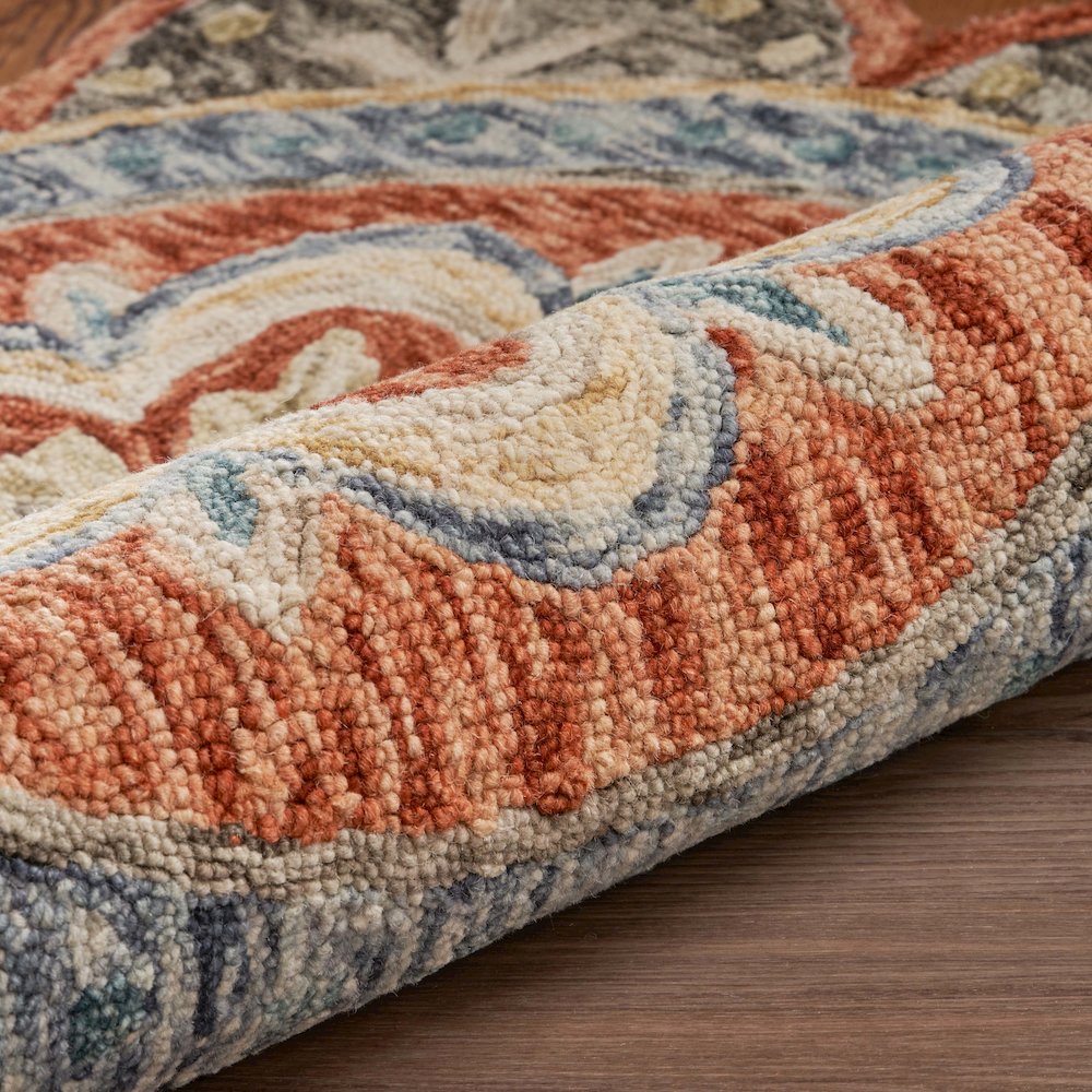 Dazzle Wool Area Rug Indoor in Orange/Multicolored, 4' Round. Picture 5