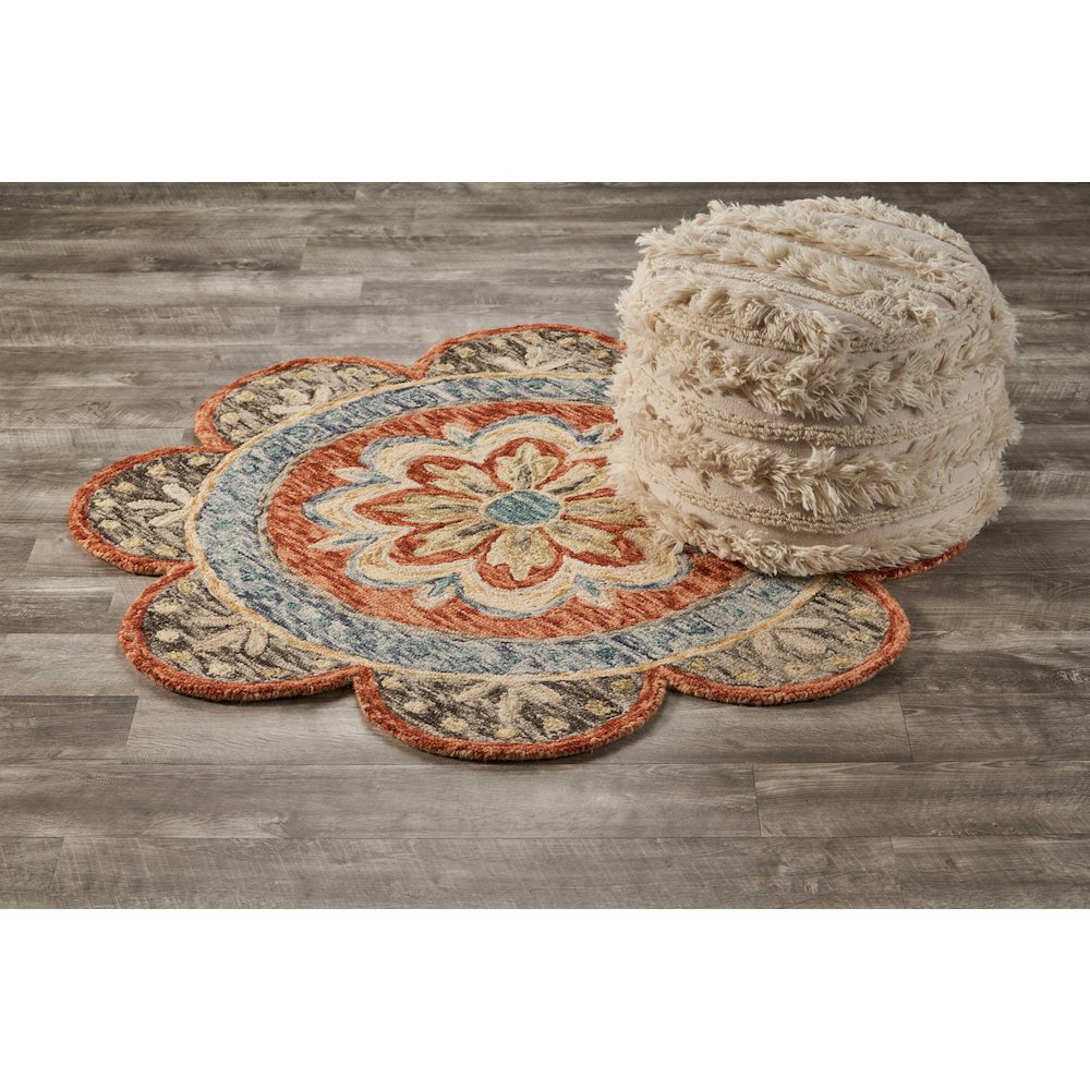 Dazzle Wool Area Rug Indoor in Orange/Multicolored, 4' Round. Picture 7