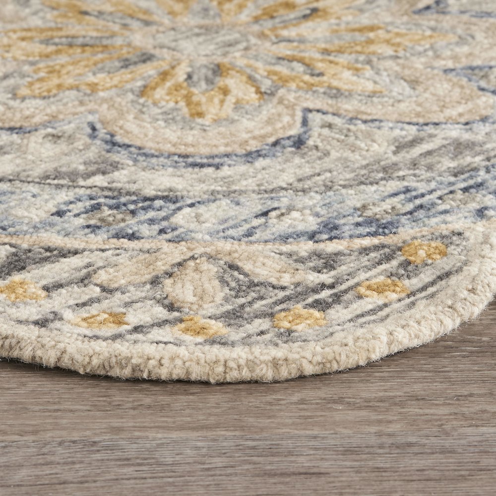 Dazzle Wool Area Rug Indoor in Gray/Multicolored, 4' Round. Picture 5