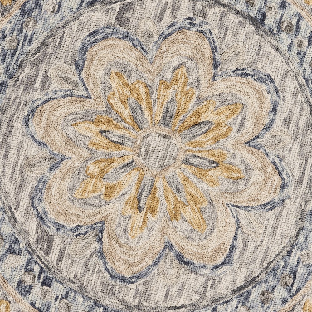 Dazzle Wool Area Rug Indoor in Gray/Multicolored, 4' Round. Picture 2
