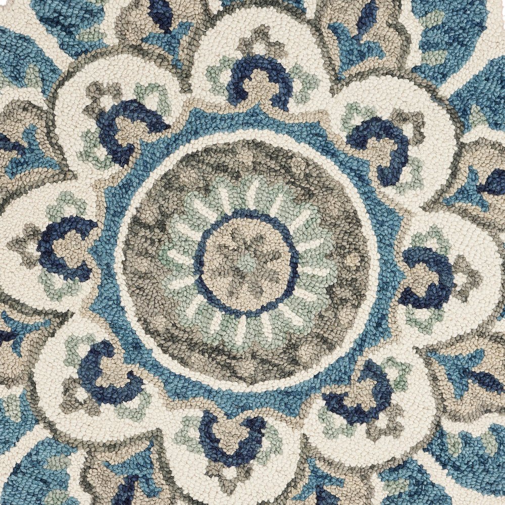 Dazzle Wool Area Rug Indoor in Cream/Blue, 5' Round. Picture 6