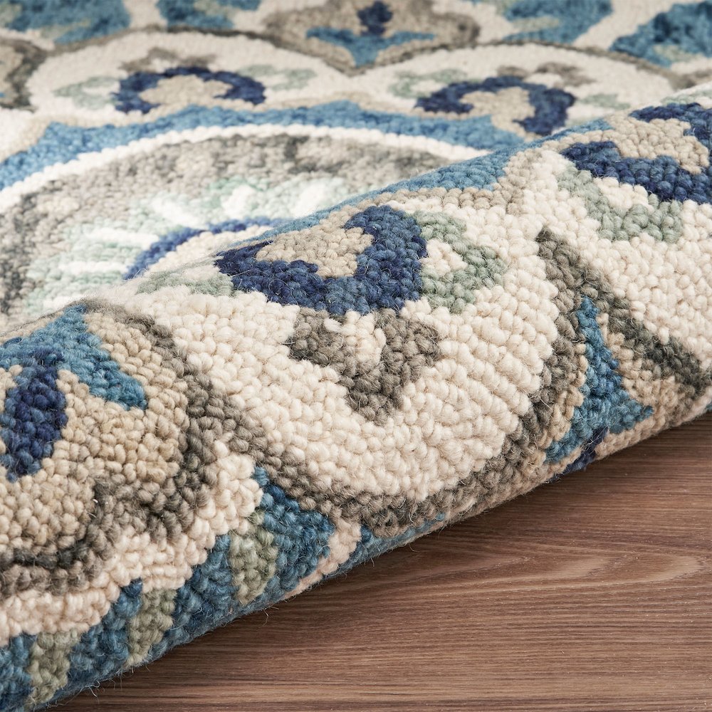 Dazzle Wool Area Rug Indoor in Cream/Blue, 5' Round. Picture 3