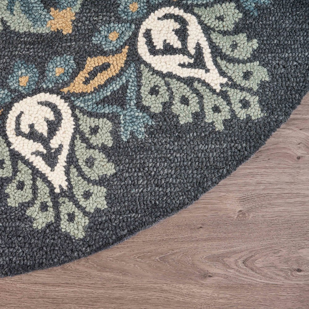 Dazzle Wool Area Rug Indoor in Black/Multicolored, 4' Round. Picture 6