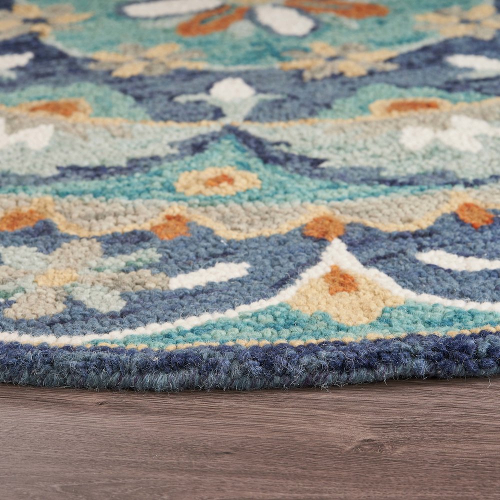Dazzle Wool Area Rug Indoor in Blue/Multicolored, 4' Round. Picture 3