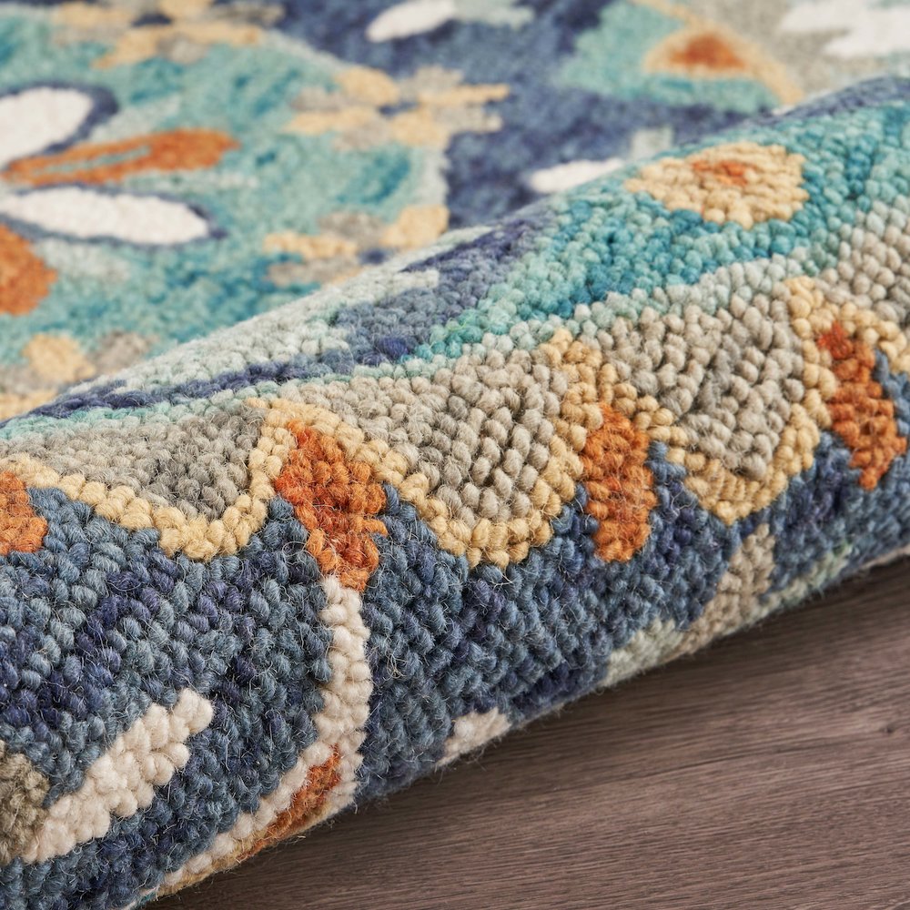 Dazzle Wool Area Rug Indoor in Blue/Multicolored, 4' Round. Picture 5