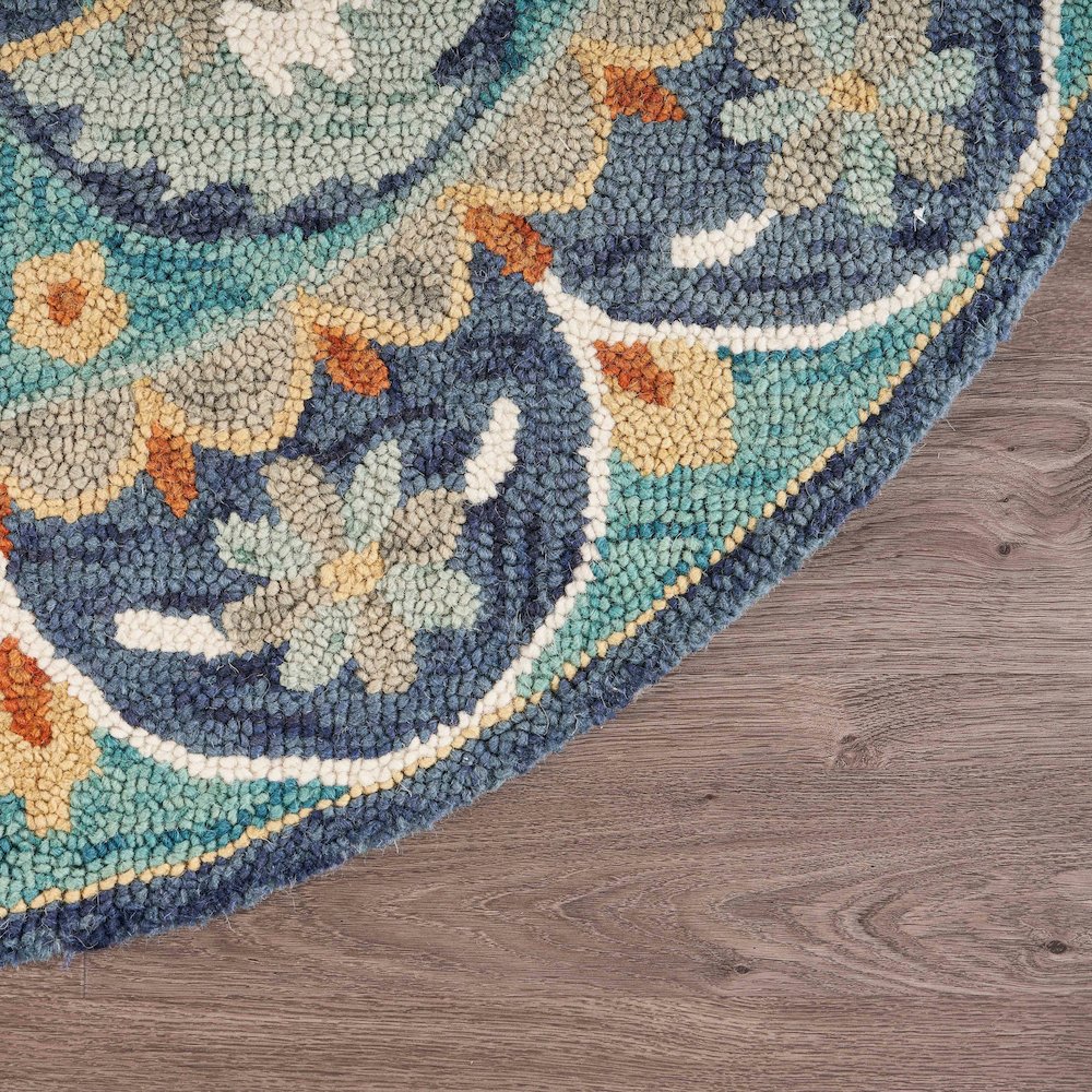 Dazzle Wool Area Rug Indoor in Blue/Multicolored, 4' Round. Picture 6