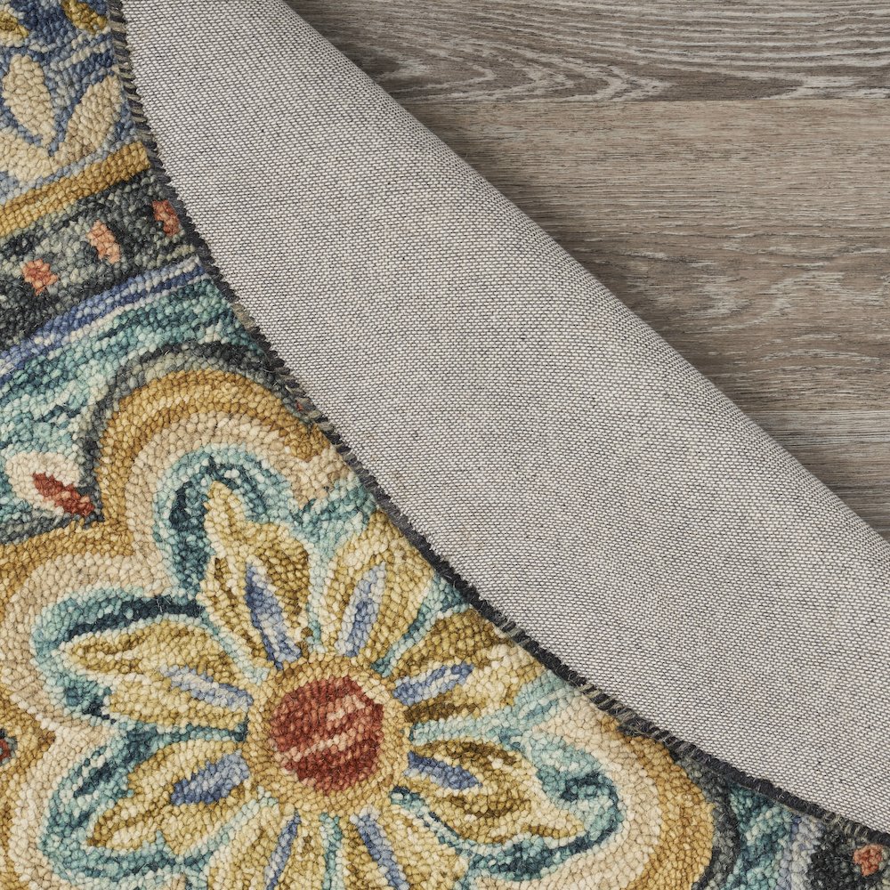 Dazzle Wool Area Rug Indoor in Blue/Multicolored, 4' Round. Picture 4
