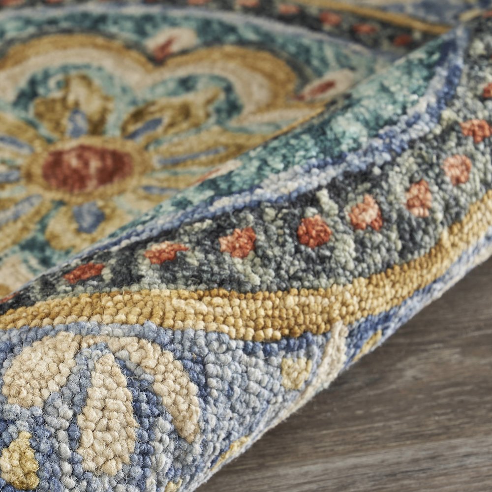Dazzle Wool Area Rug Indoor in Blue/Multicolored, 4' Round. Picture 5