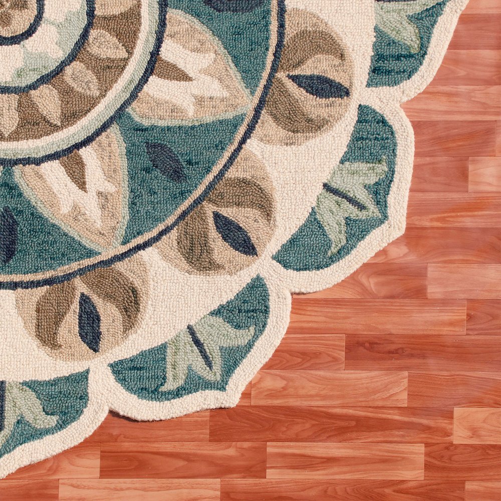 Dazzle Wool Area Rug Indoor in Blue/Gray, 4' Round. Picture 5
