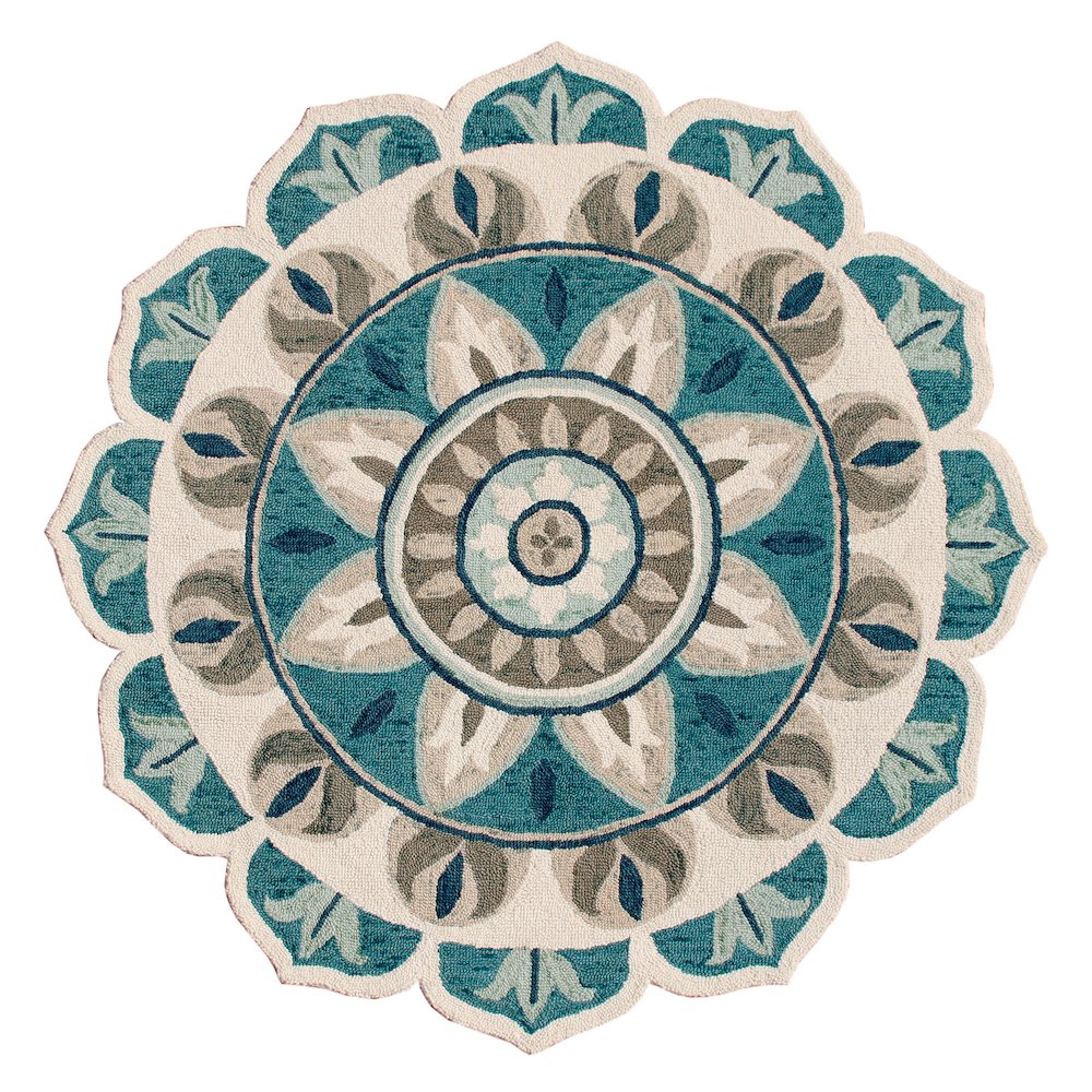 Dazzle Wool Area Rug Indoor in Blue/Gray, 4' Round. Picture 1