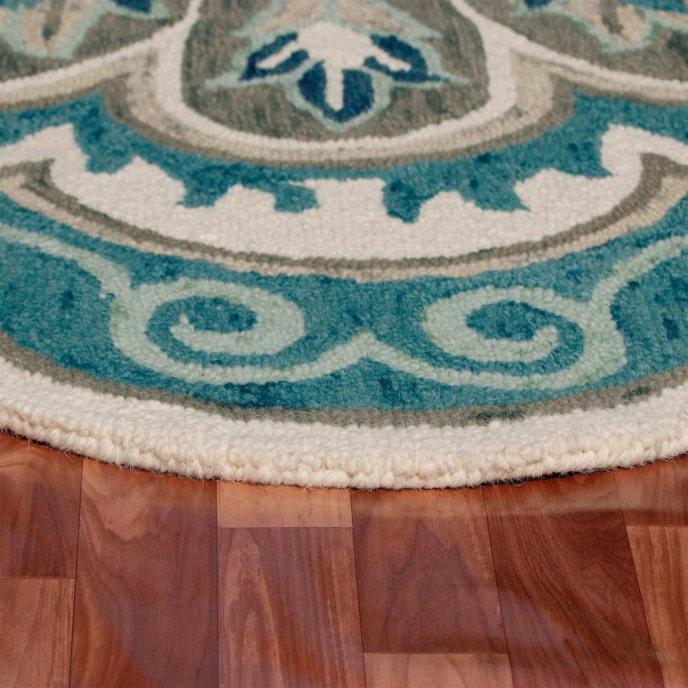 Dazzle Wool Area Rug Indoor in Blue/Gray, 4' Round. Picture 3
