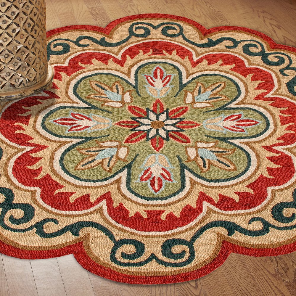 Dazzle Wool Area Rug Indoor in Orange/Gold, 4' Round. Picture 2