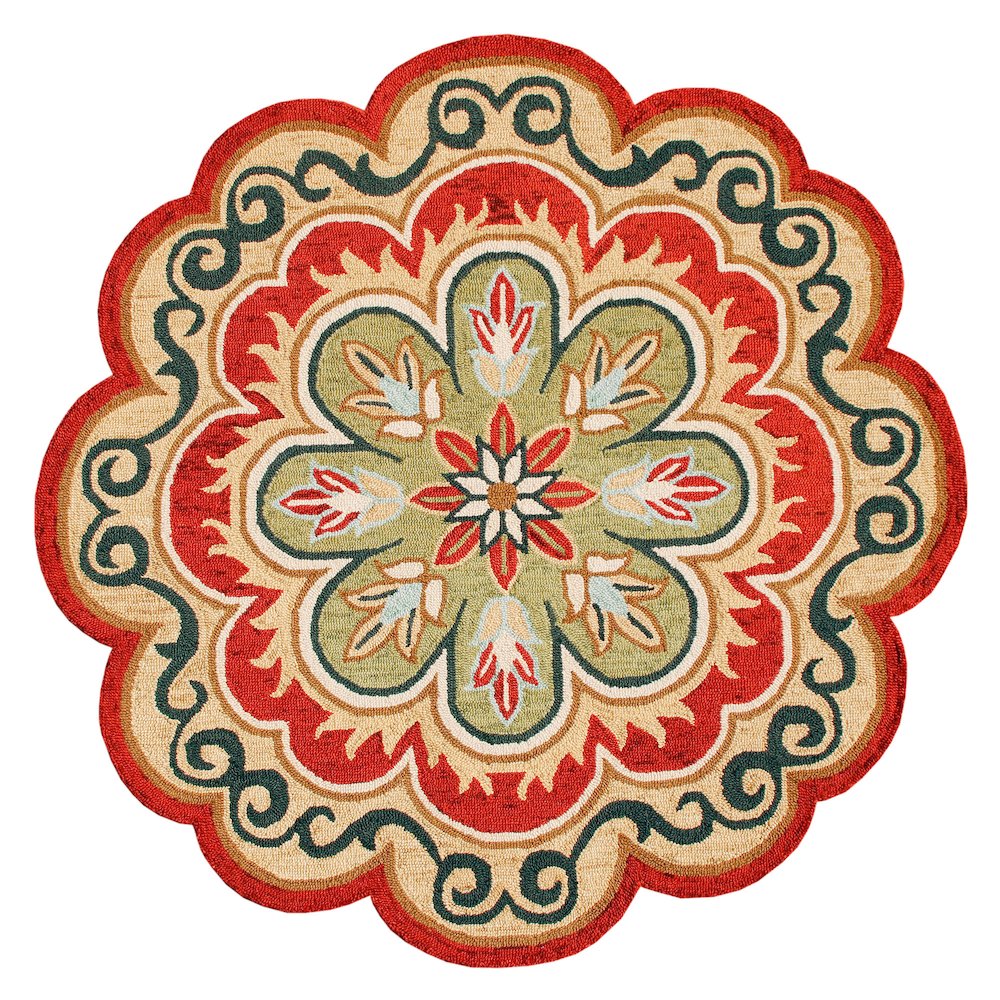 Dazzle Wool Area Rug Indoor in Orange/Gold, 4' Round. Picture 1