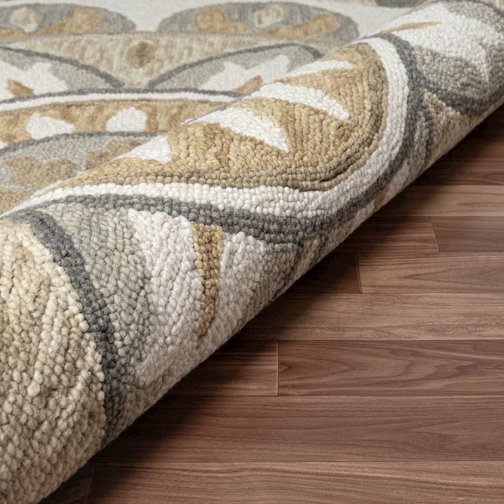 Dazzle Wool Area Rug Indoor in Gray/Ivory, 4' Round. Picture 4
