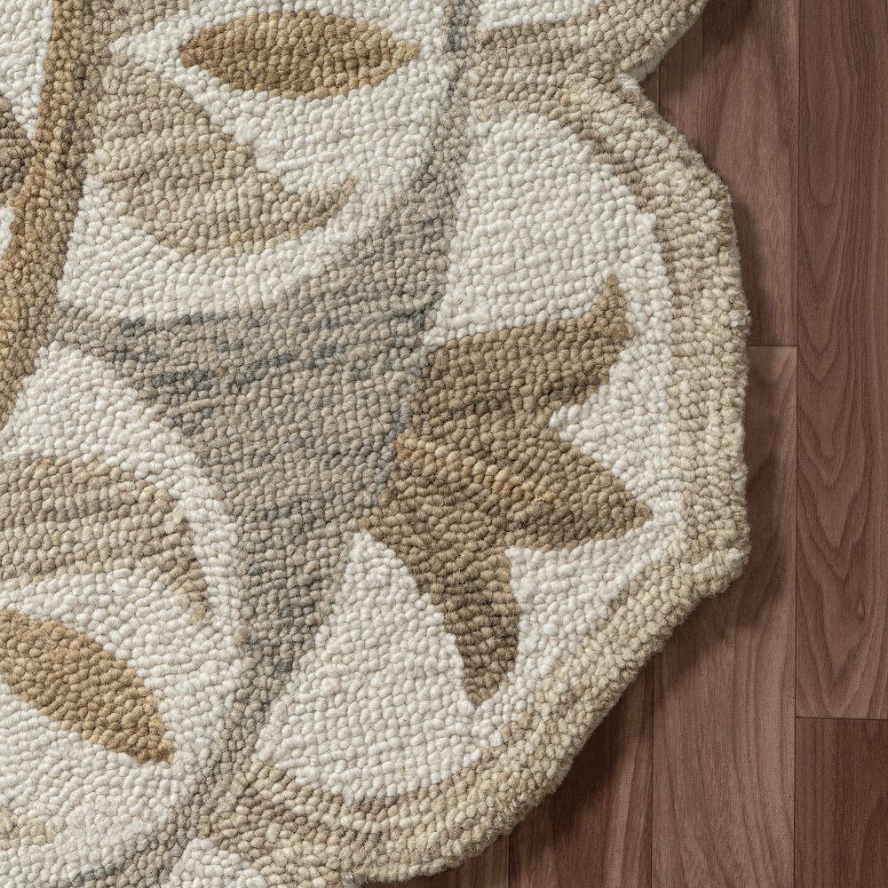 Dazzle Wool Area Rug Indoor in Ivory/Brown, 4' Round. Picture 3