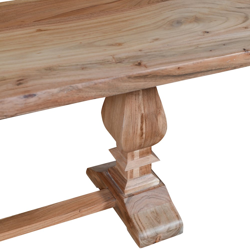 Finley Dining Bench Natural Finish in Natural/Natural, 72" W x 16" D x 18" H. Picture 6