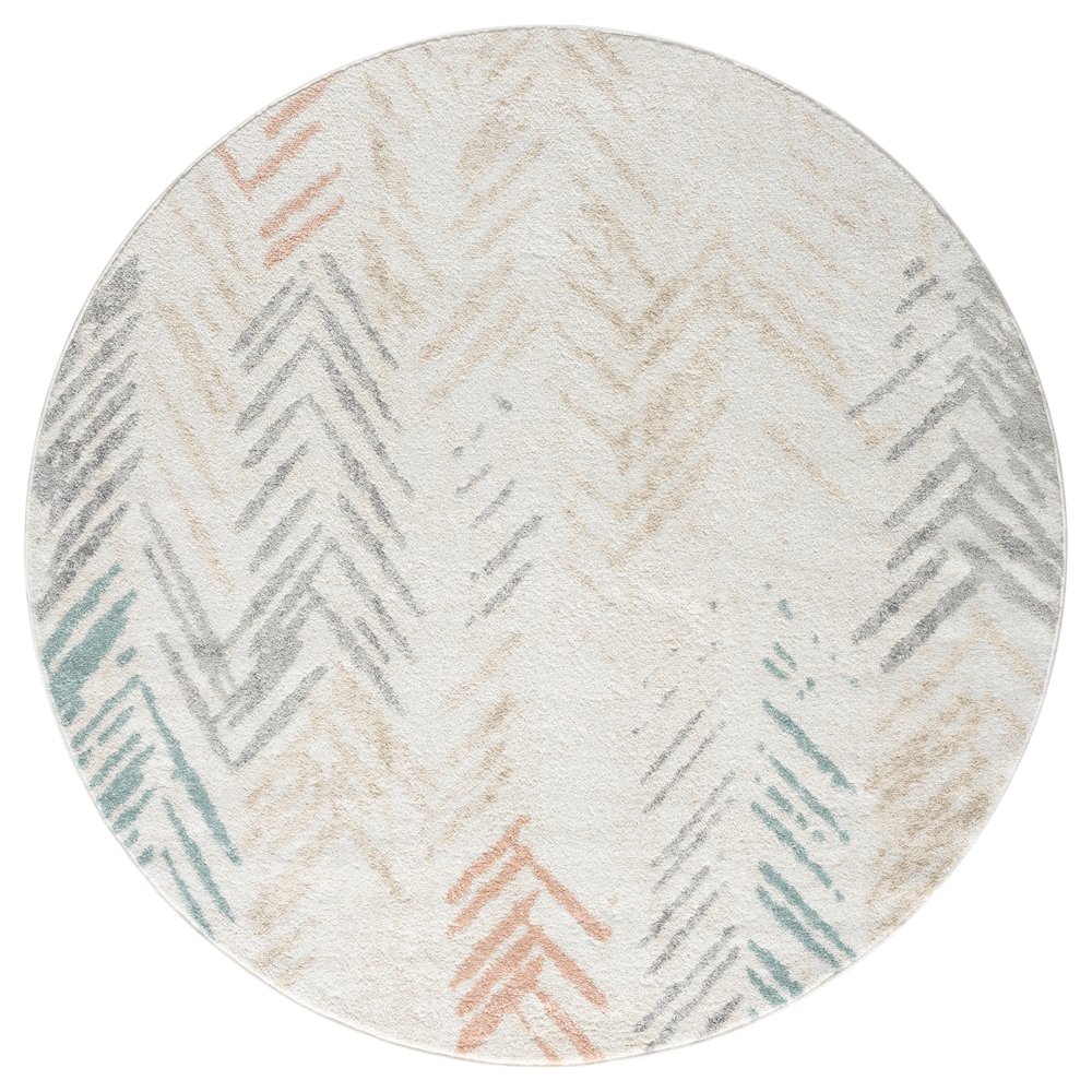 Dune Durable Performance Area Rug Indoor in Ivory/Multicolored, 6' Round. Picture 1