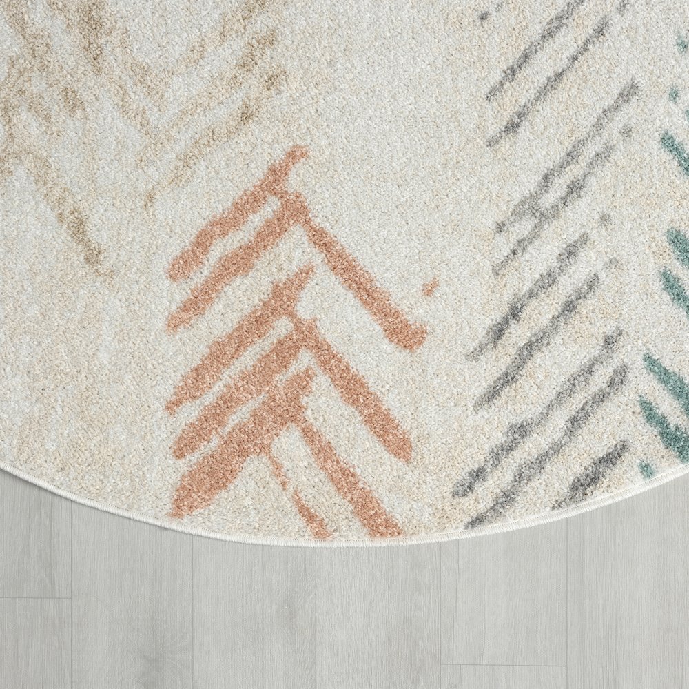 Dune Durable Performance Area Rug Indoor in Ivory/Multicolored, 6' Round. Picture 5