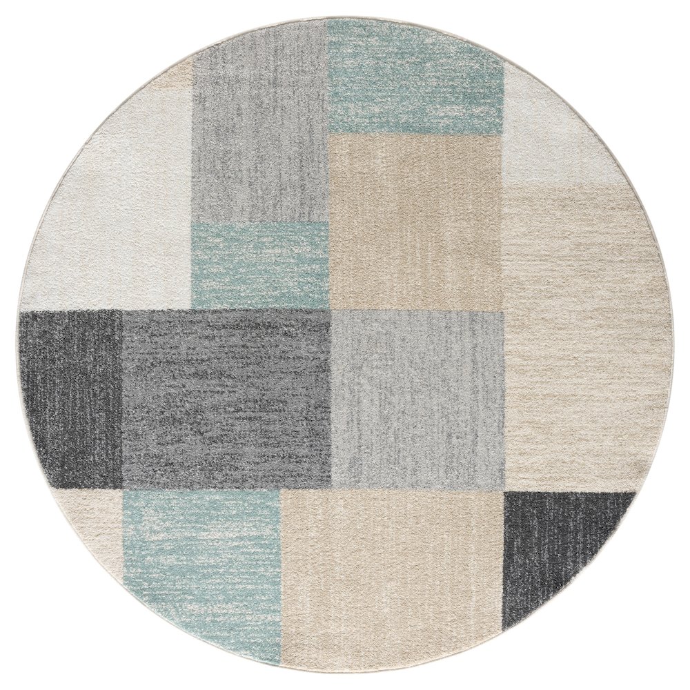 Dune Durable Performance Area Rug Indoor in Beige/Blue, 6' Round. Picture 1