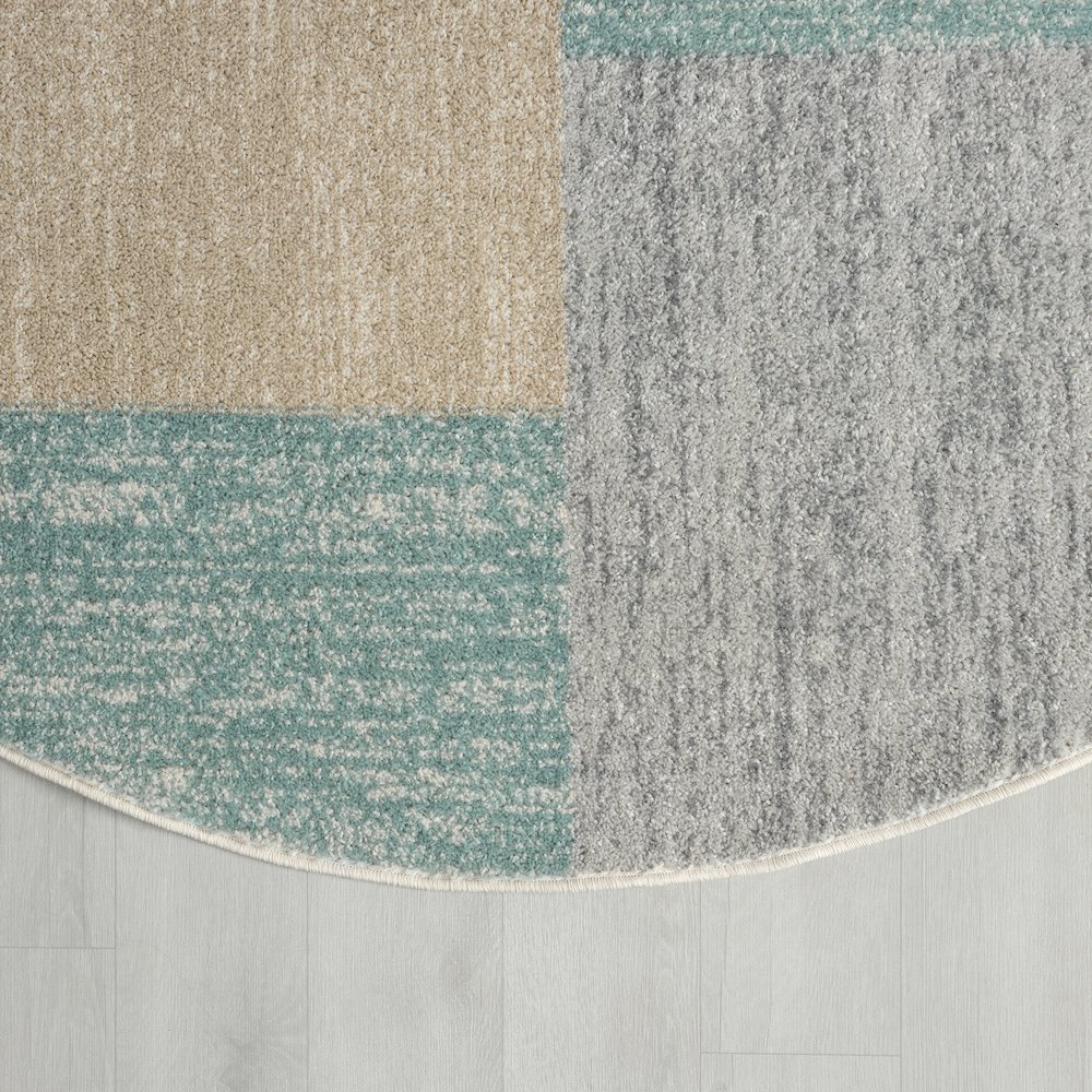Dune Durable Performance Area Rug Indoor in Beige/Blue, 6' Round. Picture 5