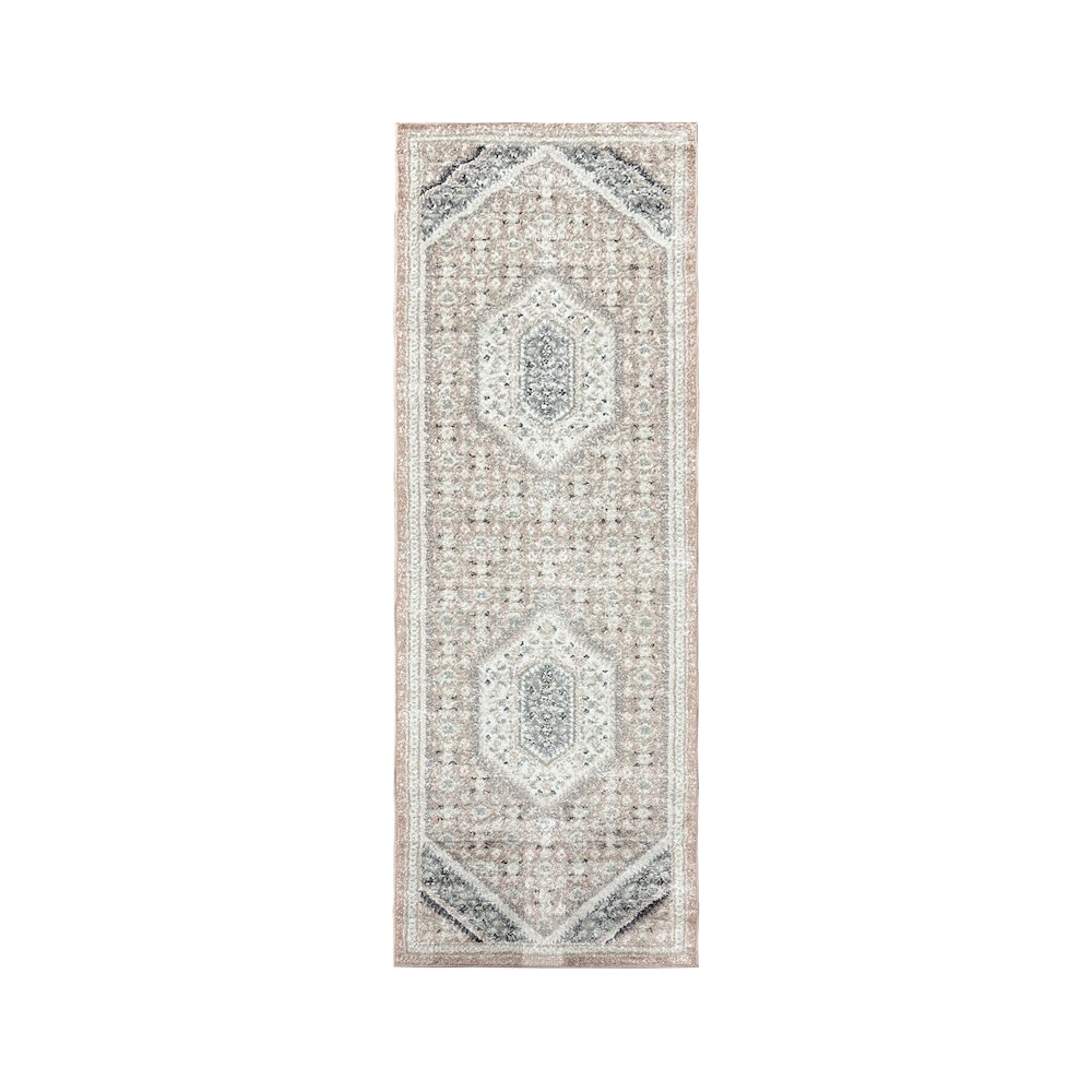Dune Durable Performance Area Rug Indoor in Pink/Cream, 2'6" x 8'. Picture 1