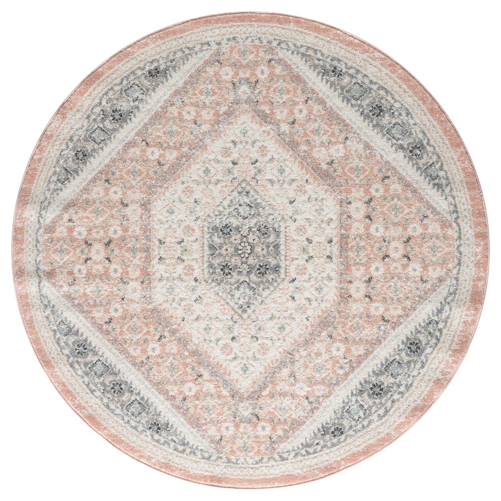 Dune Durable Performance Area Rug Indoor in Pink/Cream, 6' Round. Picture 1