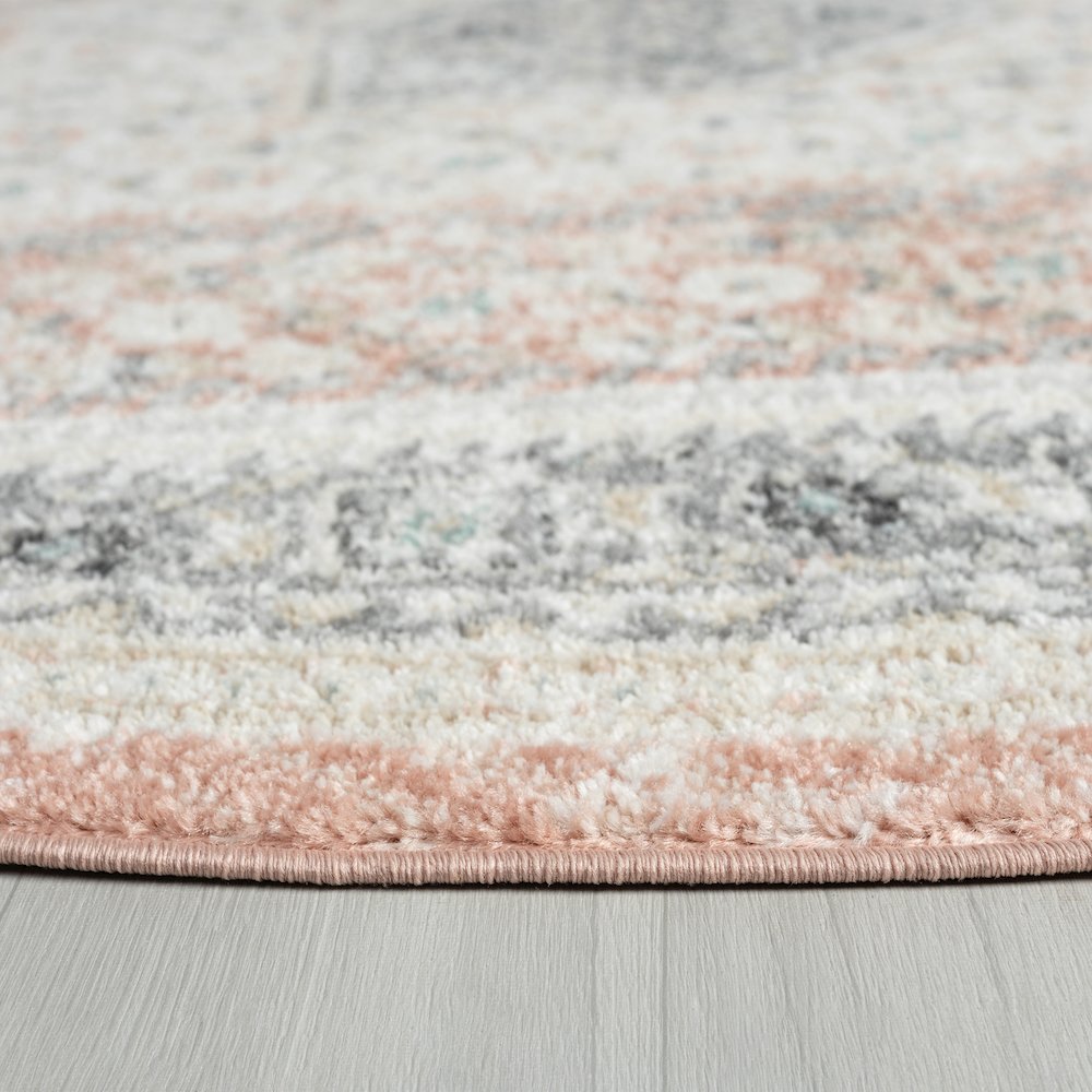Dune Durable Performance Area Rug Indoor in Pink/Cream, 6' Round. Picture 3