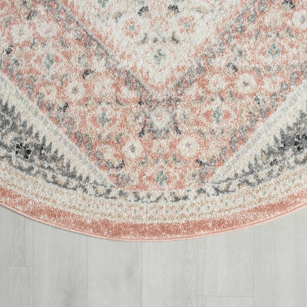 Dune Durable Performance Area Rug Indoor in Pink/Cream, 6' Round. Picture 5