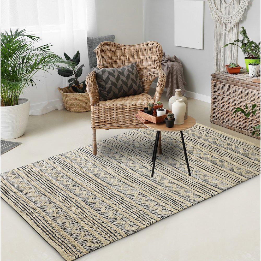 Earth Jute Blend Area Rug Indoor in Ivory/Blue, 7'9" x 9'9". Picture 7